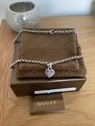 Genuine Gucci RARE Heart Sterling Silver Necklace With Box and Pouch