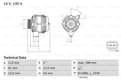 Alternador BOSCH 0 986 080 380 para OPEL SAAB VAUXHALL Foto 1 de 2