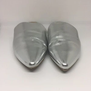 A New Day Shoes Womens 8.5 Slip On Mules Silver Faux Leather Casual Pointed Toe - Picture 1 of 12