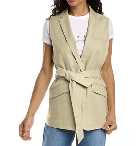 $ 450 Rag & Bone Leinenmischung Margot ärmellos Gürtel Blazer Jacke Größe 10 neu ohne Etikett - Bild 1 von 3