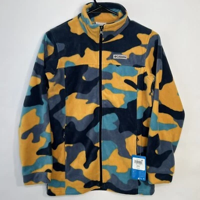 COLUMBIA ZING III Fleece Jacket Youth Boys Size L Large Full Zip Camo Yellow NWT - Image 1 of 4