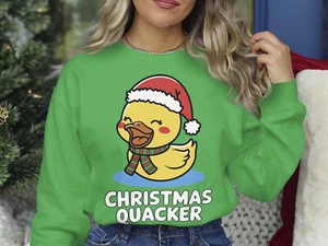 Christmas Sweatshirt Christmas Quacker Funny Xmas Sweater Christmas Jumper Day - Picture 1 of 8