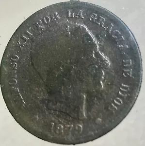 Moneda Española 1879 5 Céntimos Rey Alfonso XII Grande 140 Años - Imagen 1 de 12