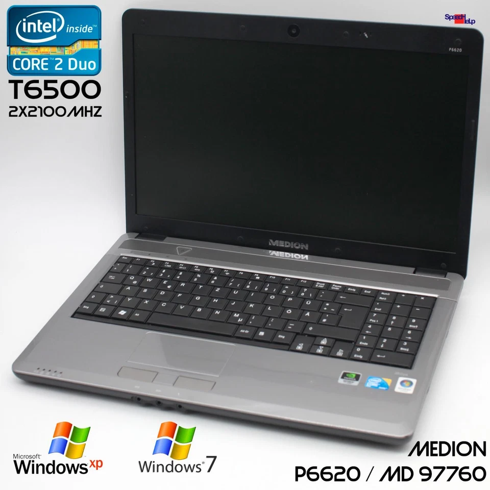 Medion P6620 MD 97760 Portátil Laptop Windows 7 XP 4GB 250GB GeForce GT 220M 16" - Imagen 1 de 4