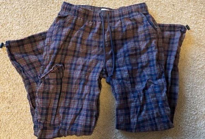 Vanilla Star Plaid Gray Blue Cargo Pajama Pants Juniors Size M Medium - Picture 1 of 1
