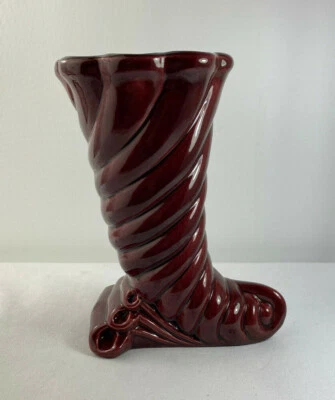 Art Deco Hollywood Australian Pottery Cornucopia Vase Burgundy V83 - image 1 of 4