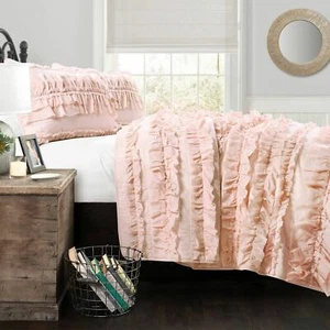 PINK RUFFLES Twin QUILT SET : BELLE BLUSH COTTAGE SHABBY RUFFLED PRINCESS - Picture 1 of 3