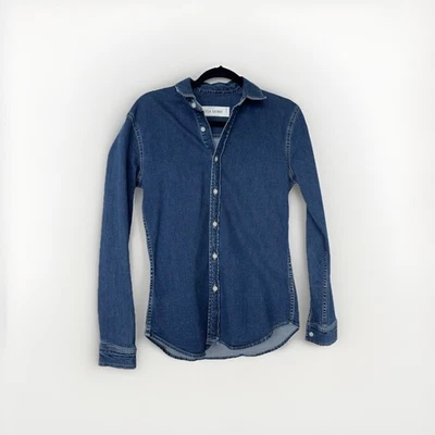 Camisa jeans Topman masculina tamanho pequeno slim fit - Imagem 1 de 4