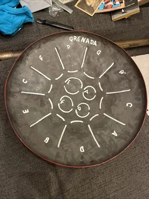 Vtg Caribbean Hand Painted Steel Drum 15" diameter,  3" thick -  Steel Pan Drum - Image 1 of 4