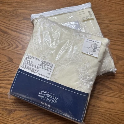 Cachecol JCPenney Home Collection Lucerna Valance (Lote de 2) 6 jardas marfim antigo vintage - Imagem 1 de 4