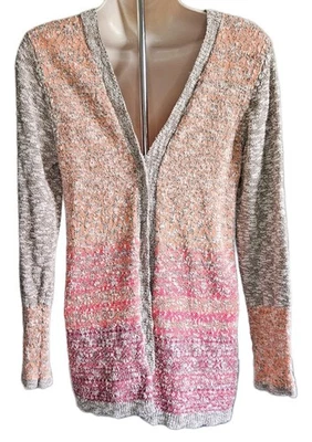 Cárdigan Maurices Mujer Grande Rosa Melocotón Marrón Tejido Manga Larga Frente Abierto Foto 1 de 4