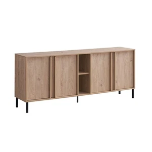 Design Square Gaea Sideboar Buffet Unit Storage Cabinet 4-Doors 2-Shelves Oak - Picture 1 of 7
