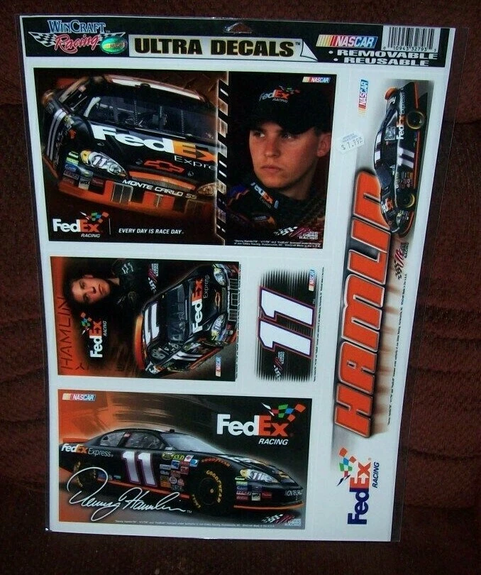 DENNY HAMLIN #11 FEDEX 11X17 WINCRAFT ULTRA CALCOMANÍA 5 HOJAS DE PEGATINAS Foto 1 de 1