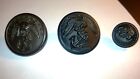 WWII USMC Black Plastic (2) Large,and (1)Small 1 1/8"and,5/8" buttons lot of (3)