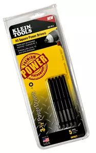 NEW KLEIN TOOLS #3 Square Power Drivers, 3-1/2", 5 Pack! (P/N: SQ3-35-5) - Picture 1 of 1