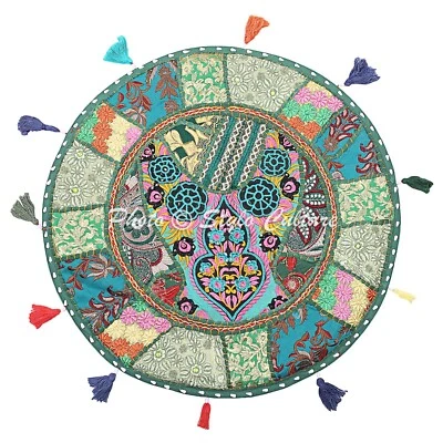 Cojín de piso verde vintage retazos cojín de piso decoración del hogar 22 pulgadas Foto 1 de 4