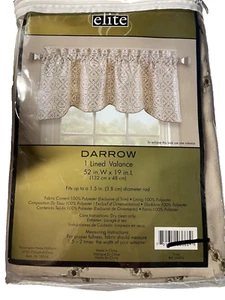 Cenefa Elite DARROW forrada 52" x 19" embalaje marfil muestra patrón incorrecto - Imagen 1 de 4