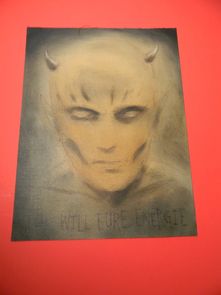 ORIGINAL  TOMENTED ALEXANDER X Horror Dark Art Demon Oil Acrylic Painting OOAK - Image 1 of 4