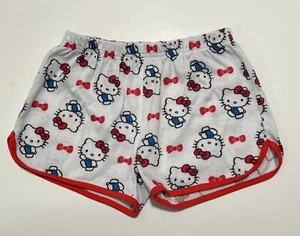 HELLO KITTY Size M Pajama Shorts Red White PJs Sleep Bows Sanrio Girls - Picture 1 of 3