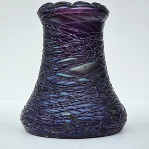1900 Antique LOETZ / KRALIK/ PALME-KONIG Threaded Iridescent Purple Glass Vase - Picture 1 of 24