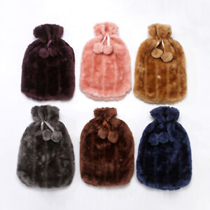 Skin Case Natural Rubber Fluffy Cover Hot Water Bottle Cover Faux Fur Warm UK #