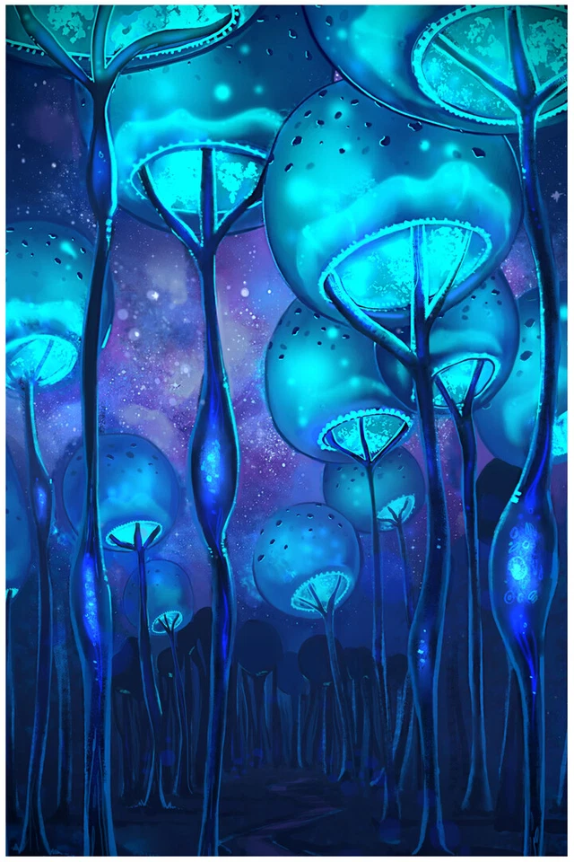 Póster de pared de arte forestal psicodélico mágico de hongo líquido para habitación - PÓSTER 20x30 Foto 1 de 4