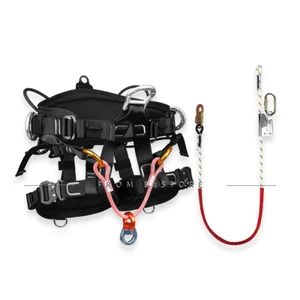 Arborist Sit Harness Black & Work Positioning Lanyard Tree Surgeon Climbing Kit - Picture 1 of 11