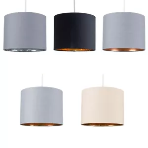 Ceiling Light Shade Lampshade Metallic Drum Pendant Lamp Easy Fit Living Room - Picture 1 of 36