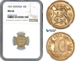 AI229, Estonia, 10 Senti 1931, NGC MS64 - Picture 1 of 1