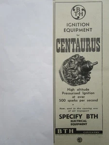 7/1945 PUB BRITISH THOMSON HOUSTON ELECTRICAL EQUIPMENT BRISTOL CENTAURUS AD - Picture 1 of 1