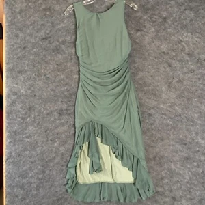 Womens Bodycon Mermaid Dress Medium Green Ruffles Ethereal Gathered Waist - Picture 1 of 16