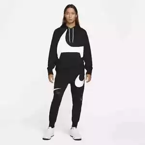 NEW NIKE AIR SWOOSH HOODY HOODIE TOP JACKET SWOOSH 90'S BLACK FLEECE PULLOVER - Picture 1 of 9