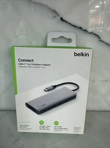 Belkin USB-C 7-In-1 HDMI/USB-A/MicroSD/3.5mm Jack Audio Multiport Hub Adapter - Picture 1 of 3
