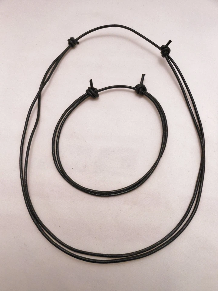 Collar Gargantilla Surfer Cuero Negro y PULSERA/TOBILLERA - Unisex - Hecho en EE. UU. Foto 1 de 1