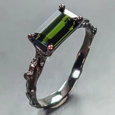 Handmade ring Natural Tourmaline Ring 925 Sterling Silver Size 6.5 /R445905 - Image 1 of 4