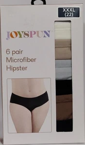 Joyspun Women's Microfiber Hipster Panties, 6-Pack, Assorted Color Size 3XL (22) - Picture 1 of 8