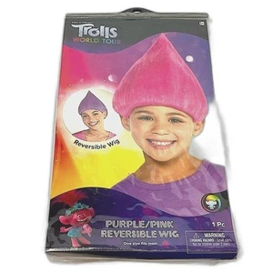 DreamWorks Trolls World Tour Pink Purple Reversible Wig Halloween Costume NEW! - Picture 1 of 6