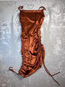 Halfisland Kleid Damen Large Burt Orange Spaghetti Schulter Mini Midi Bodycon - Bild 1 von 11