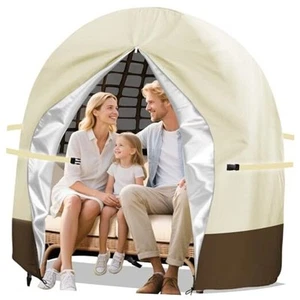 Patio Egg Chair Cover, 91x80 Inches Waterproof 420D Oxford Double Hanging Beige - Picture 1 of 7