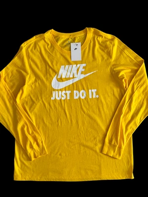 Nike Hombres Just Do It Logo Swoosh Camiseta Mangas Largas Talla XL Amarilla Nueva Foto 1 de 3