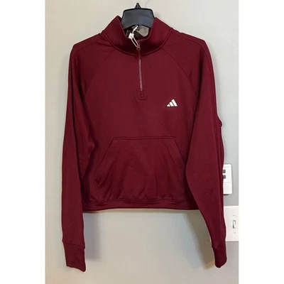 Adidas Top Quarter Zip Cropped Pullover Sweatshirt Womens 1X Recycled Polyester - Imagem 1 de 4
