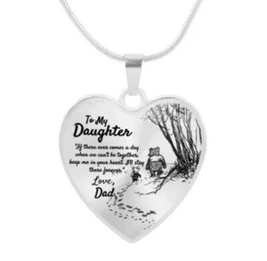 To My Daughter Herz Halskette Winnie Puuh silberfarben Love Dad - Bild 1 von 1