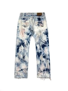 Akoo Jeans Big Oak Fit Men’s 36x34 Tie Dye Print Blue Multicolor Distressed - Picture 1 of 7