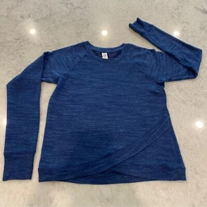 Athleta Girl Criss Cross My Heart Navy Sweatshirt - Size L (12) - Picture 1 of 4