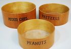 Set of 3 Vintage Wood Bowls Potato Chips Peanuts Pretzels Mid Century 1950's