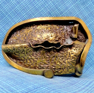 Abstract Forged Bronze Belt Buckle Boho Original Brutalist EA Chase Vtg  .MMR769 - Image 1 of 4