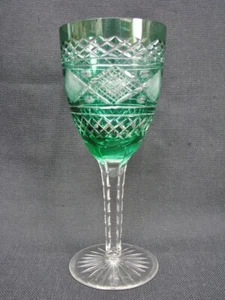Antique Oversized 10" Cut Glass Goblet; Cased Green Cut To Clear - Picture 1 of 12