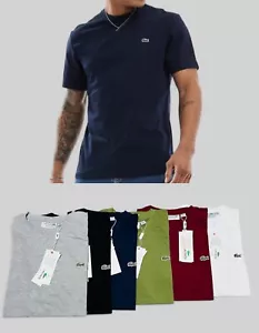 LACOSTE PIMA COTTON SHORT SLEEVE PLAIN T-SHIRT - Picture 1 of 7