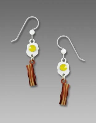 Pendientes Sienna Sky Gancho Plata de Ley 925 Pintados a Mano Tocino y Huevos Hechos a Mano Foto 1 de 4