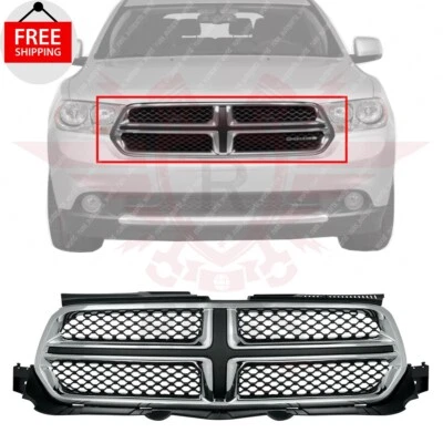 New Front Grille Assembly Chrome Shell Black Insert Fits 2011-2013 Dodge Durango Foto 1 de 4